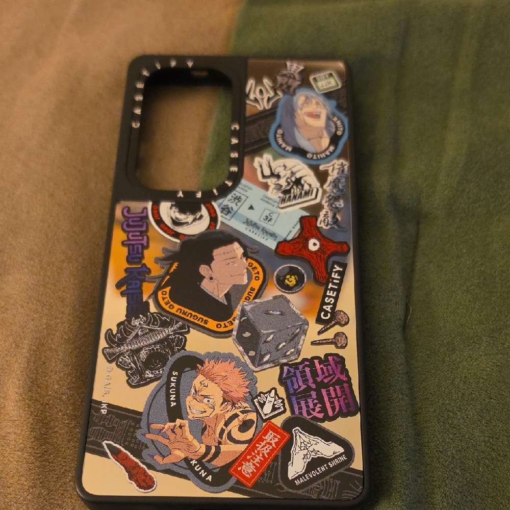 Anime Sticker Graphic Phone Case - Black
